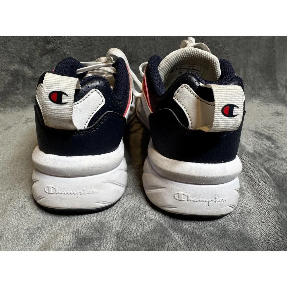 Champion Kinna Retro Shoes Youth Size 7Y White Navy Red Sneakers CAS10780Y‎